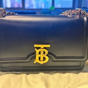 Burberry Black Leather Crossbody Bag with Gold Accents